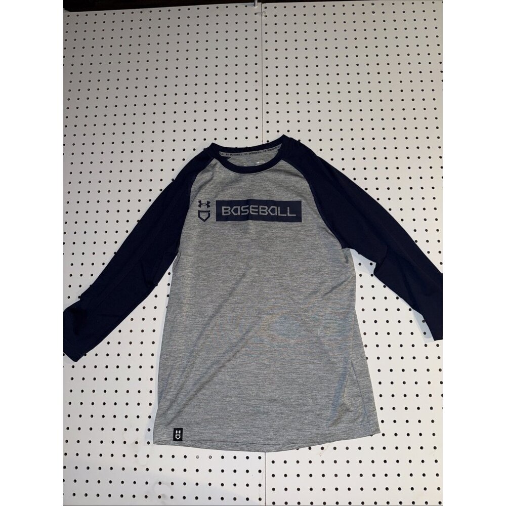 Under Armour Baseball Shirt Mens S 3/4 Sleeve Raglan Loose Fit Gray